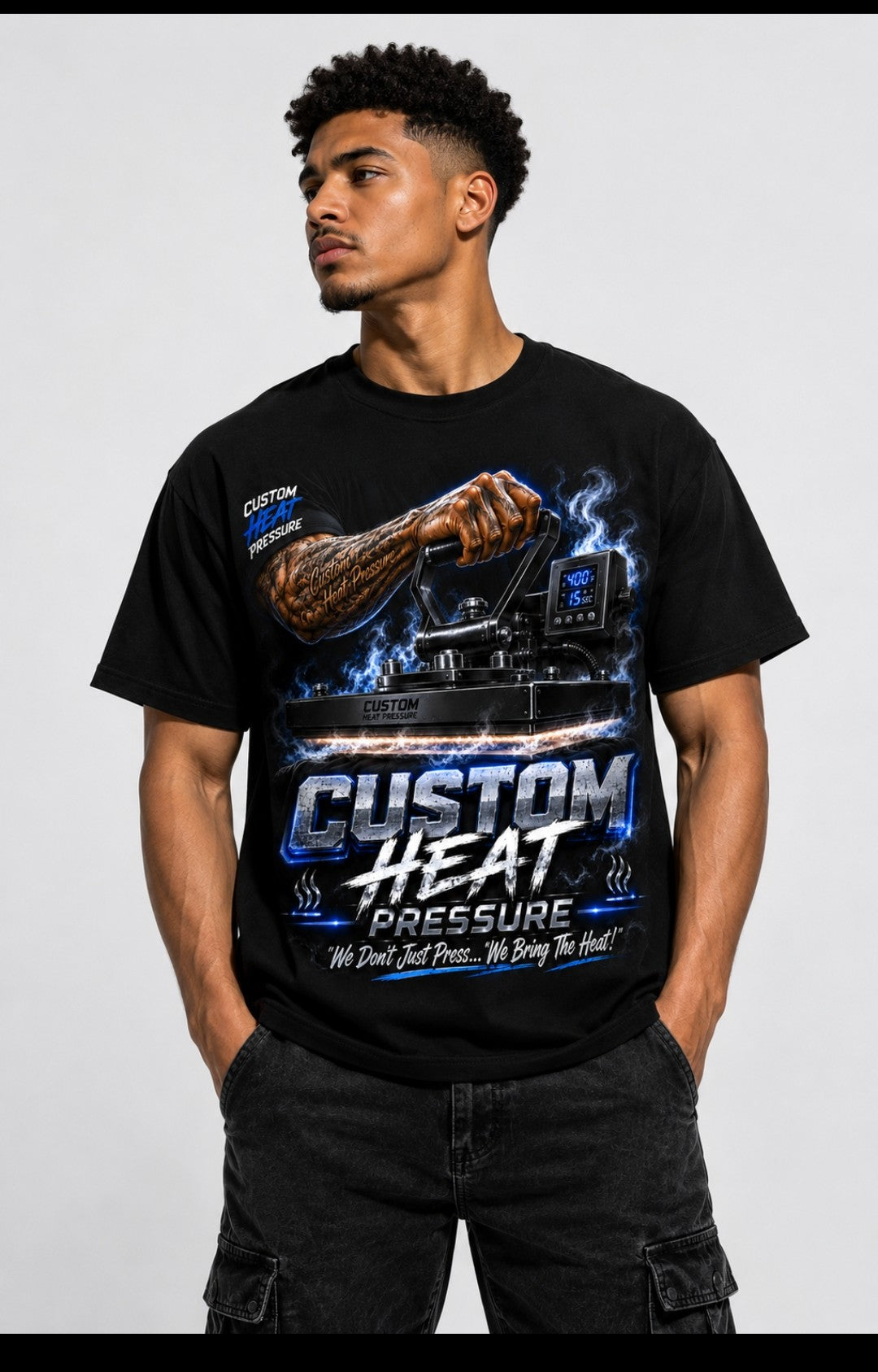 Custom Heat Pressure Signature Tee - Black